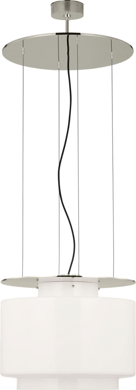 Elias 20" Floating Pendant | Polished Nickel | White Glass
