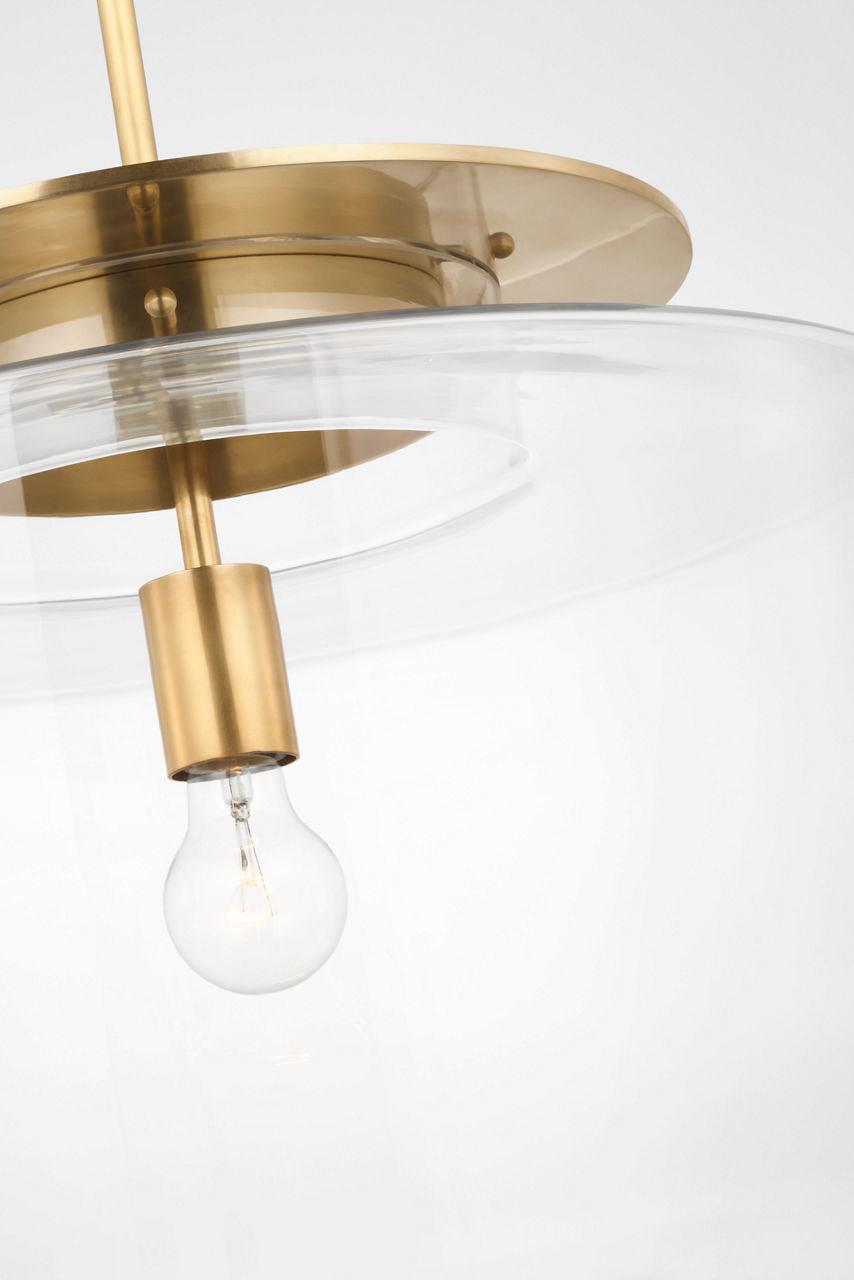 Elias 20" Pendant | Antique-Burnished Brass | Clear Glass