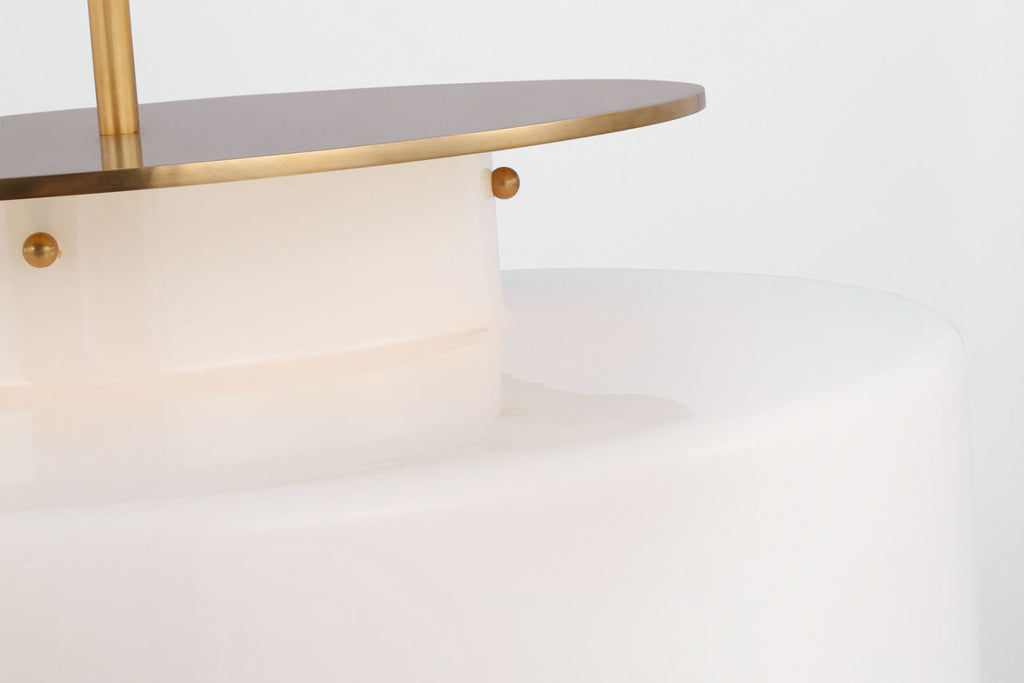 Elias 20" Pendant | Antique-Burnished Brass | White Glass