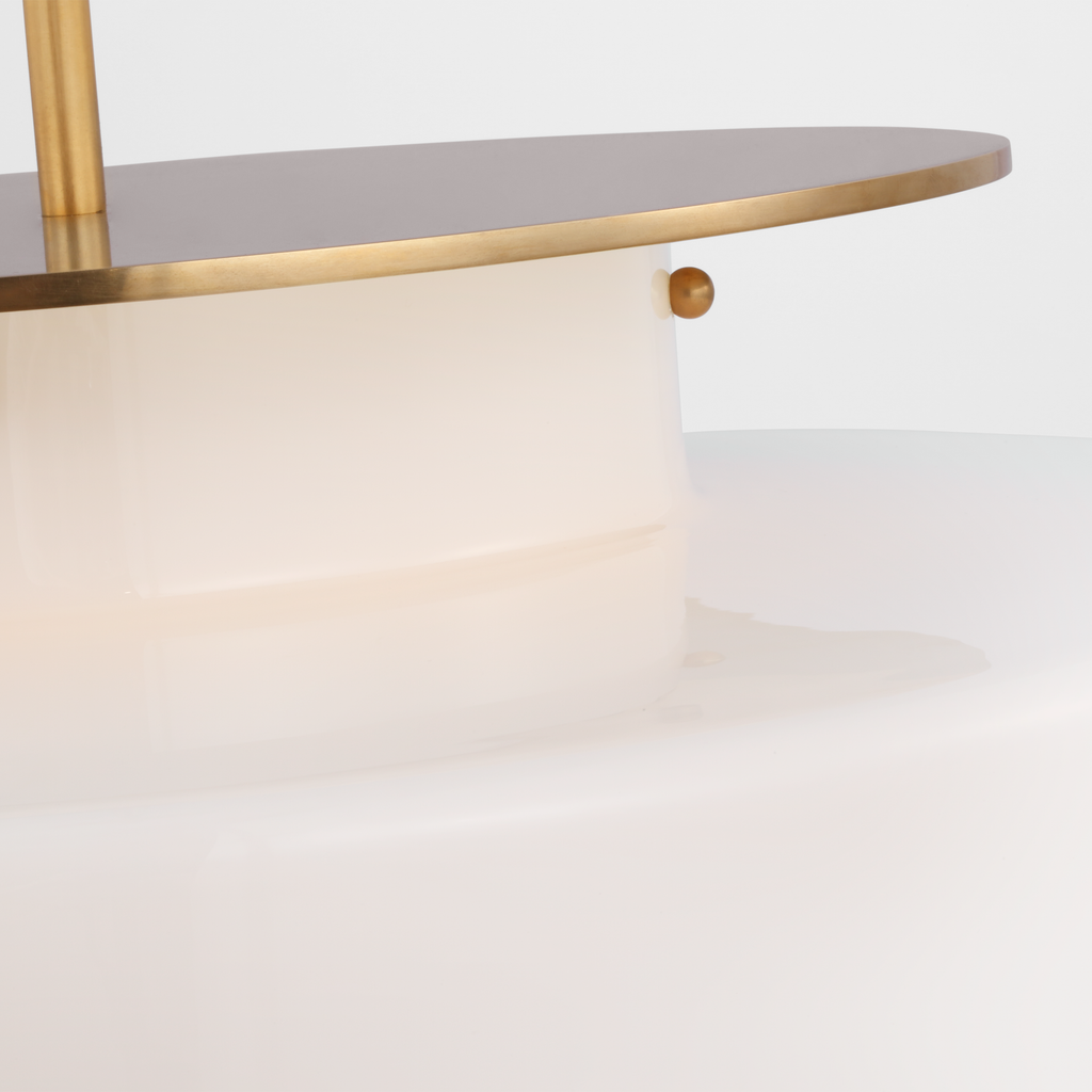 Elias 20" Pendant | Antique-Burnished Brass | White Glass