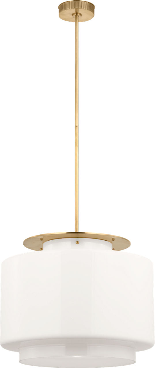 Elias 20" Pendant | Antique-Burnished Brass | White Glass