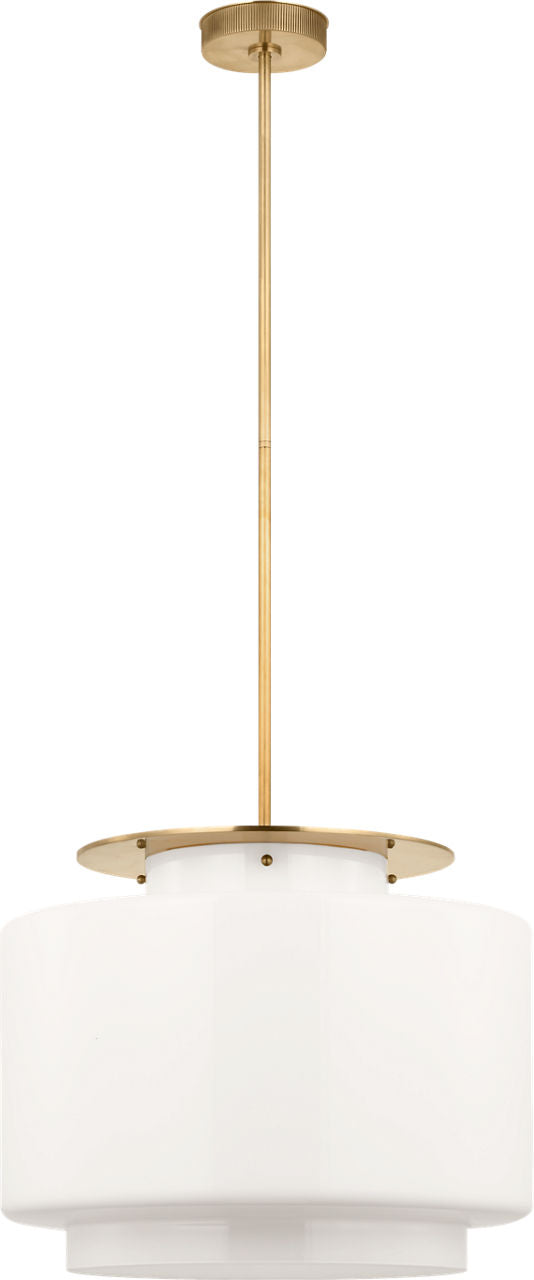 Elias 20" Pendant | Antique-Burnished Brass | White Glass