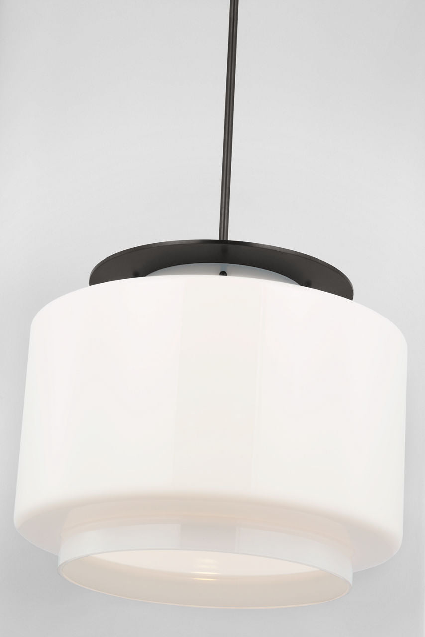 Elias 20" Pendant | Bronze | White Glass