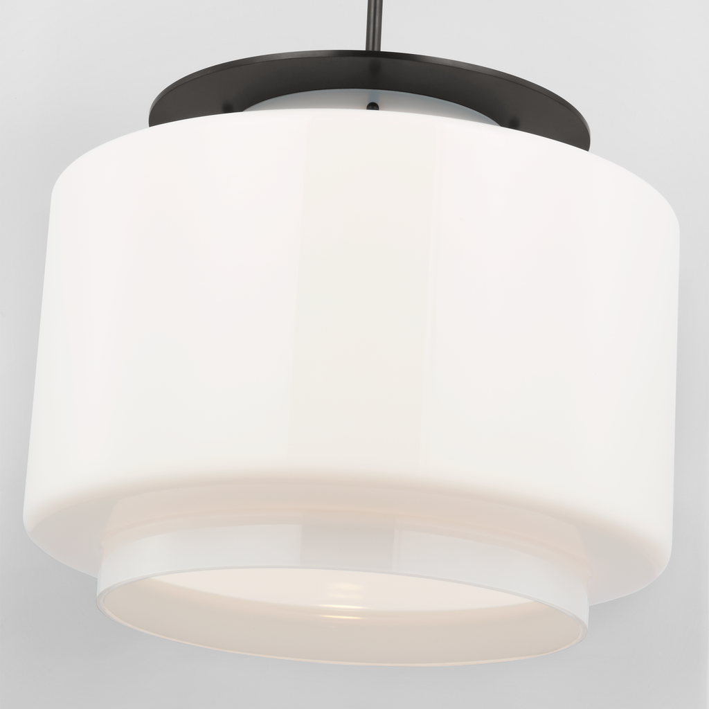 Elias 20" Pendant | Bronze | White Glass