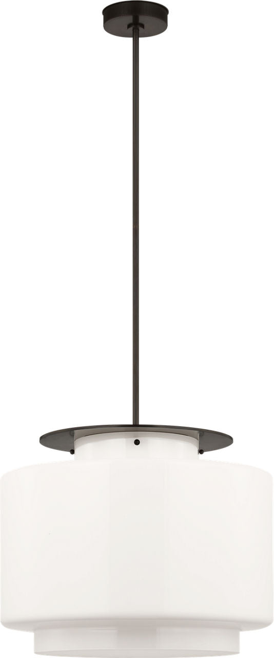 Elias 20" Pendant | Bronze | White Glass