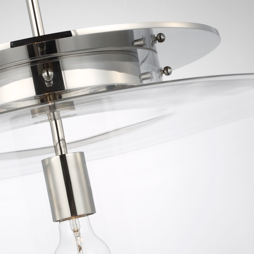Elias 20" Pendant | Polished Nickel | Clear Glass