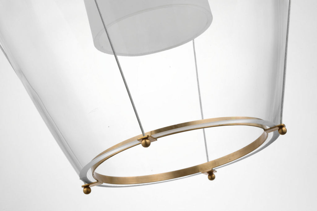 Ovalle 20" Lantern | Antique Brass | Clear Glass