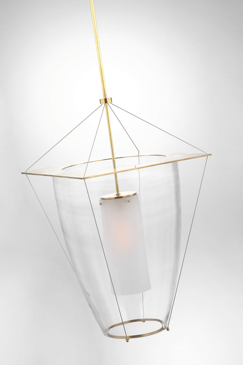 Ovalle 20" Lantern | Antique Brass | Clear Glass