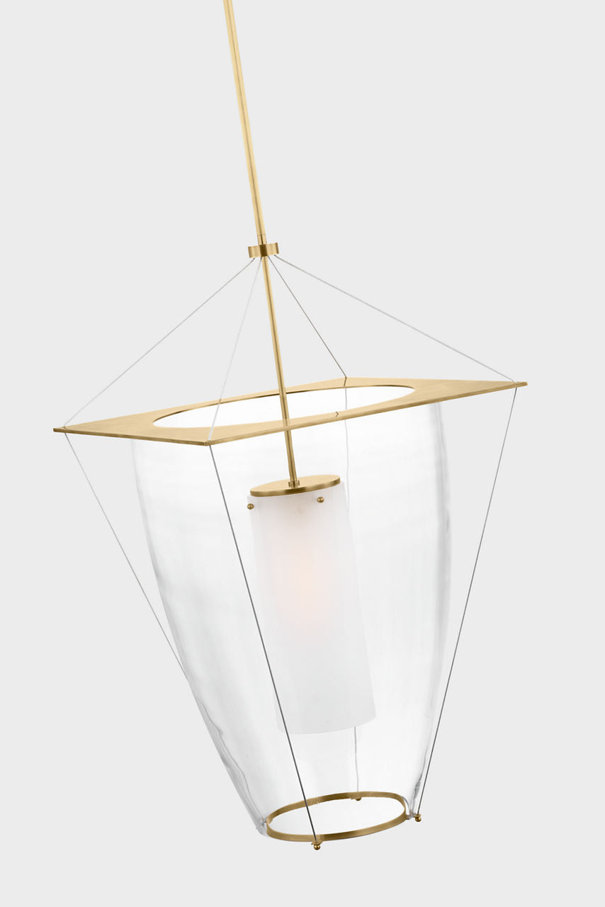 Ovalle 20" Lantern | Antique Brass | Clear Glass