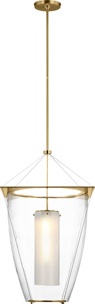 Ovalle 20" Lantern | Antique Brass | Clear Glass