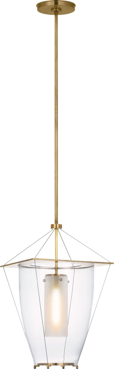 Ovalle 13" Lantern | Antique-Burnished Brass | Clear Glass