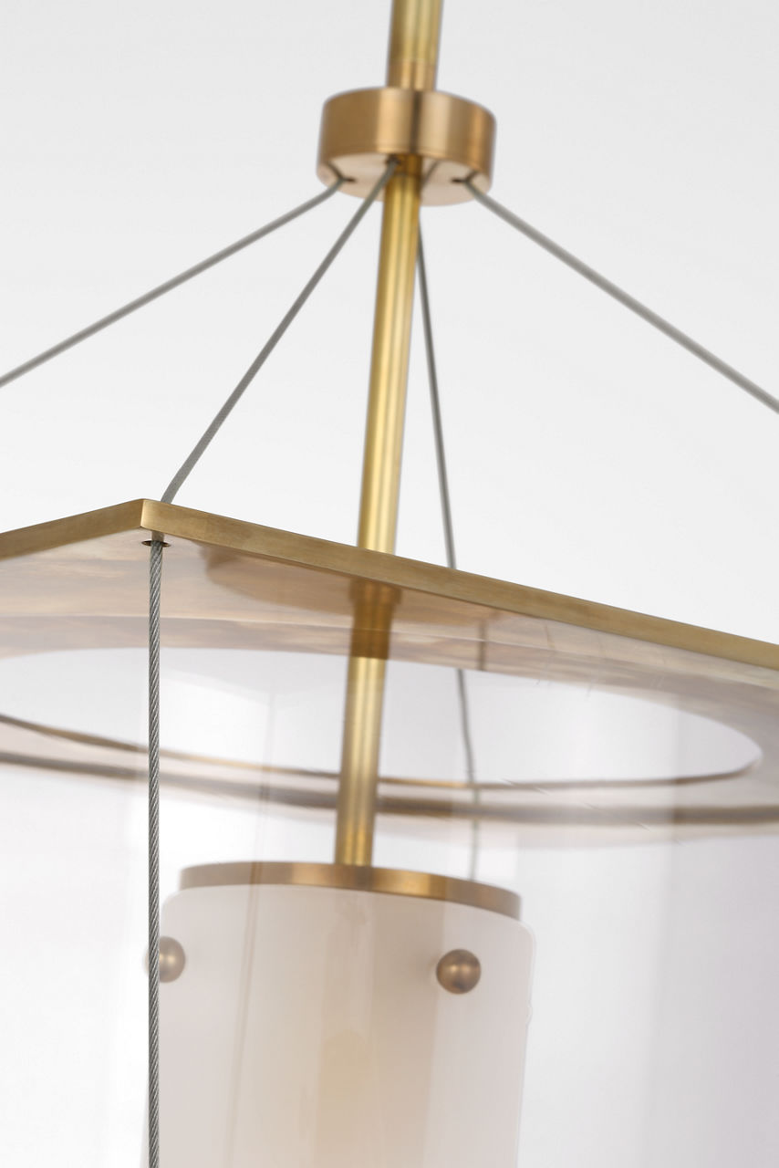 Ovalle 13" Lantern | Antique-Burnished Brass | Clear Glass
