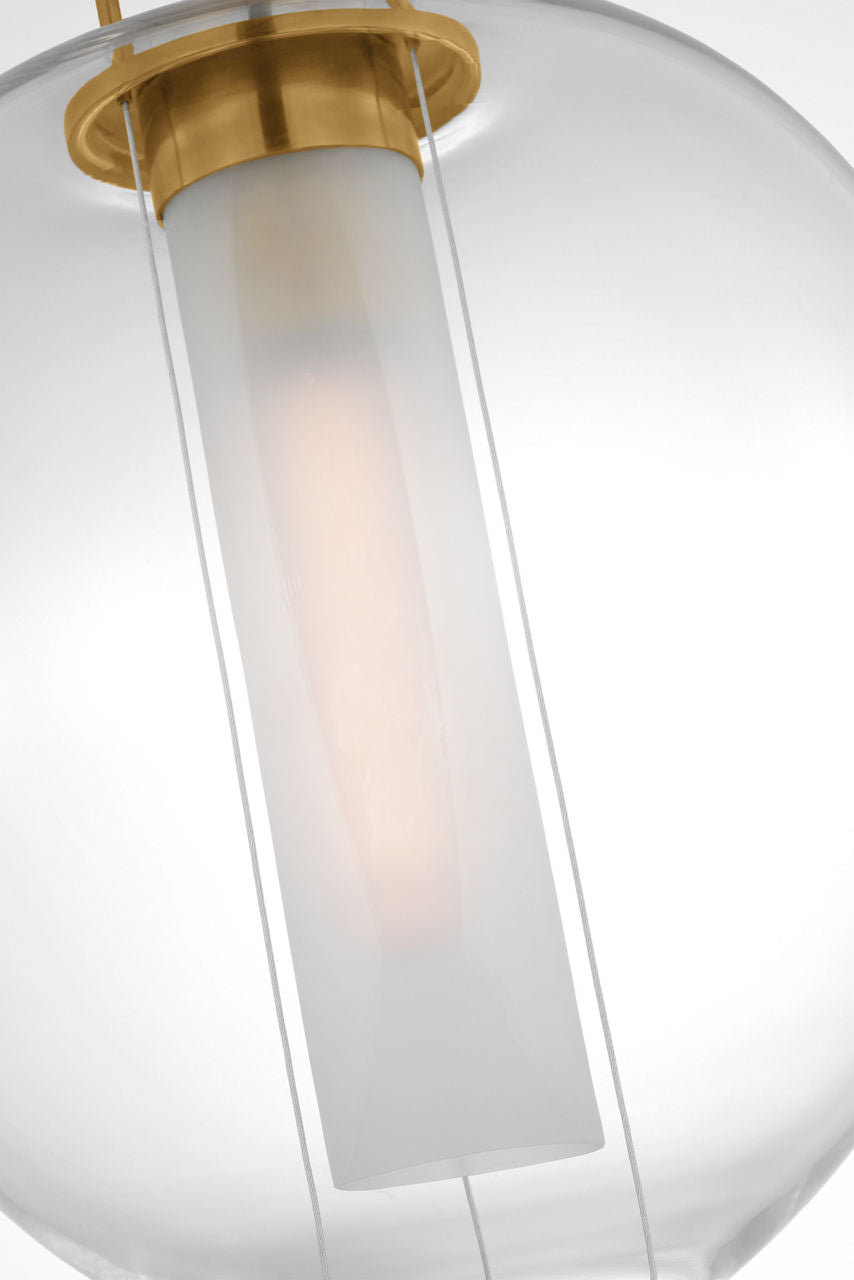 Taro 13" Lantern | Antique-Burnished Brass | Clear Glass