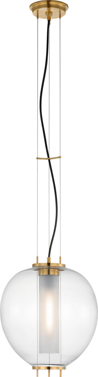 Taro 13" Lantern | Antique-Burnished Brass | Clear Glass