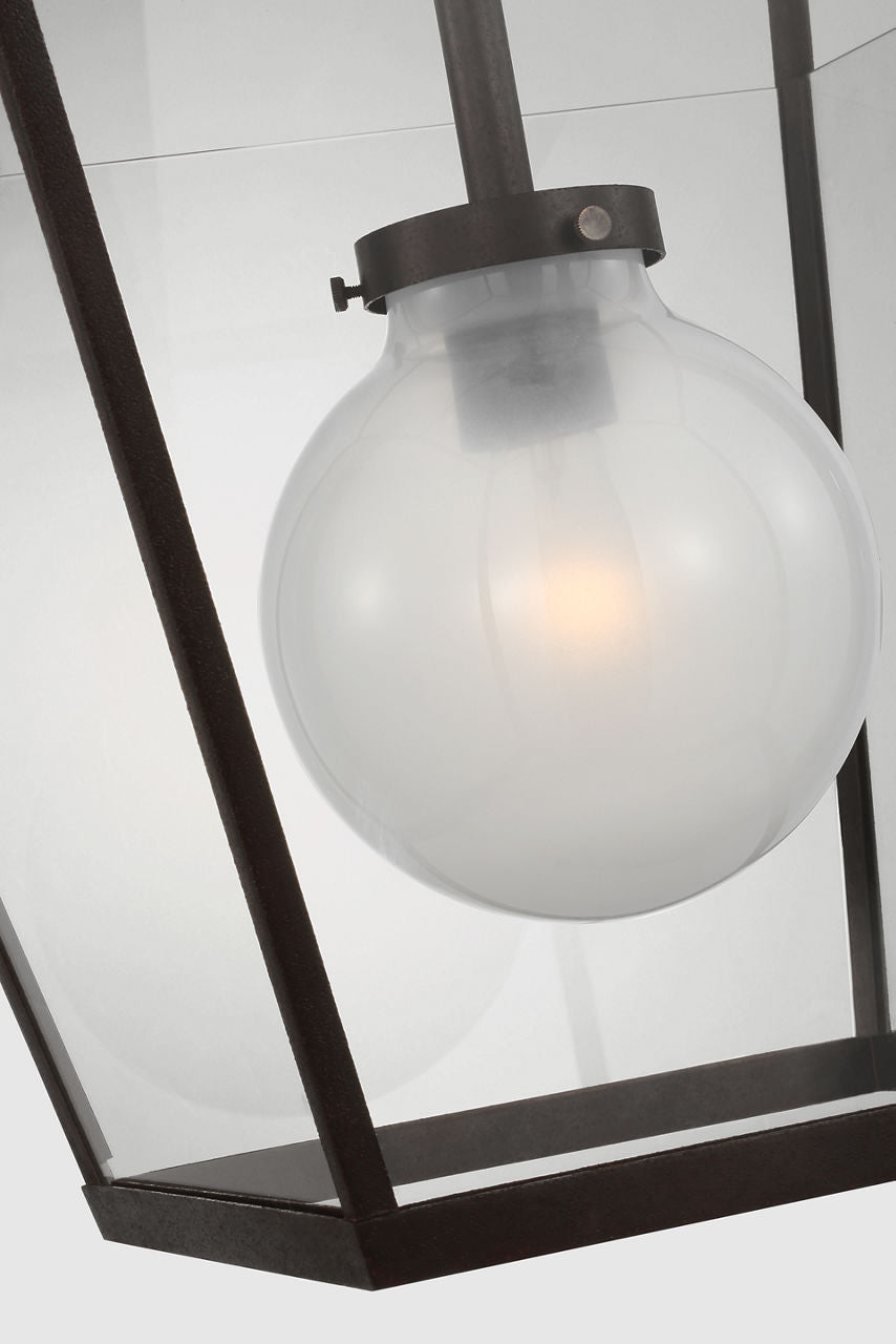 Illume 18" Lantern | Warm Iron and Antique-Burnished Brass | Clear Glass