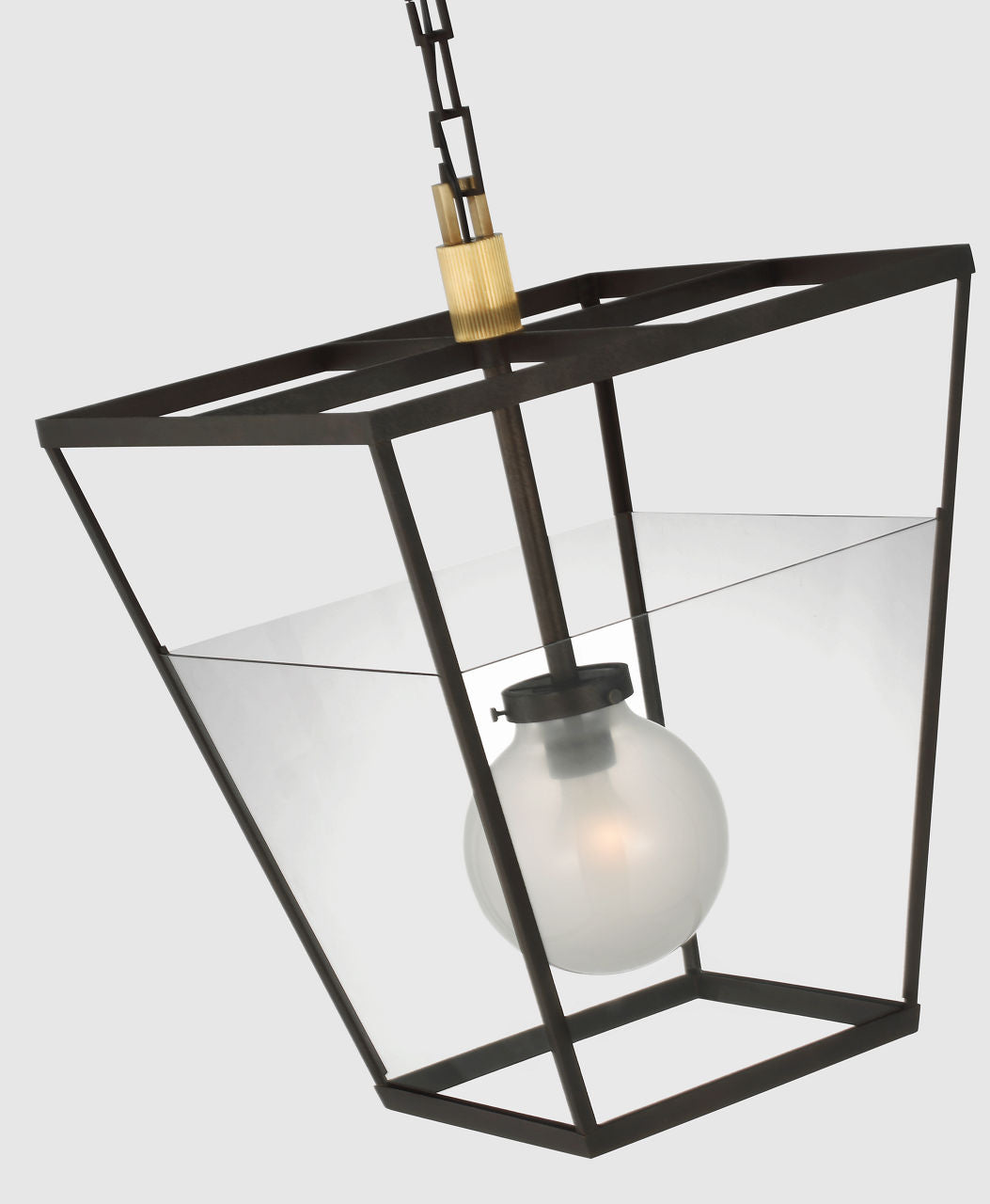 Illume 18" Lantern | Warm Iron and Antique-Burnished Brass | Clear Glass