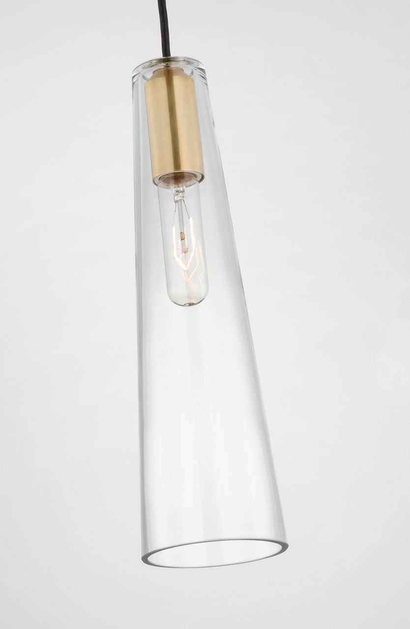 Osvaldo 4" Single Pendant | Antique-Burnished Brass | Clear Glass