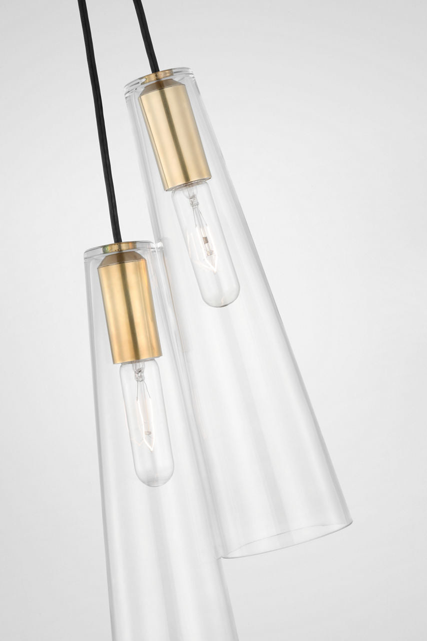 Osvaldo 4" Double Pendant | Antique-Burnished Brass | Clear Glass