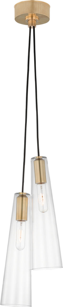 Osvaldo 4" Double Pendant | Antique-Burnished Brass | Clear Glass