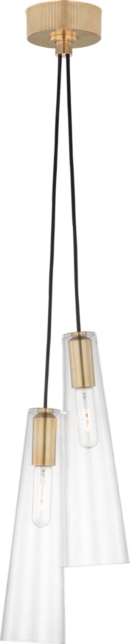 Osvaldo 4" Double Pendant | Antique-Burnished Brass | Clear Glass