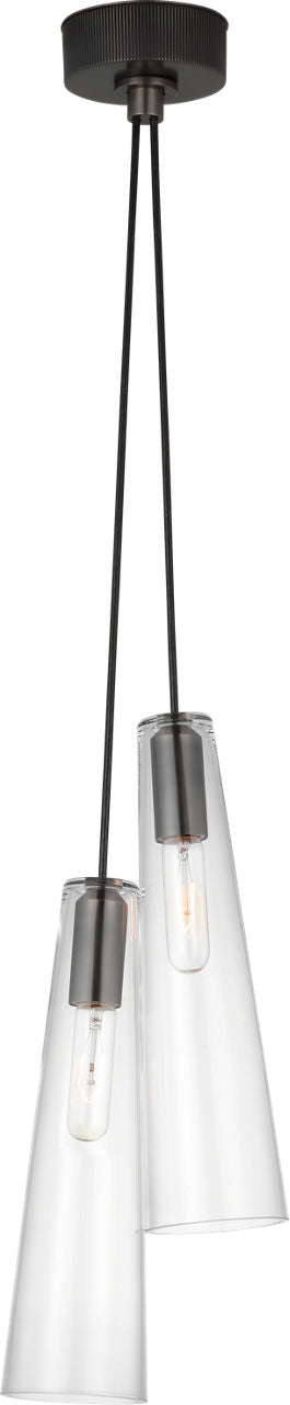 Osvaldo 4" Double Pendant | Bronze | Clear Glass
