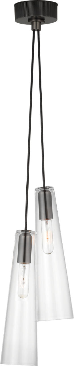 Osvaldo 4" Double Pendant | Bronze | Clear Glass
