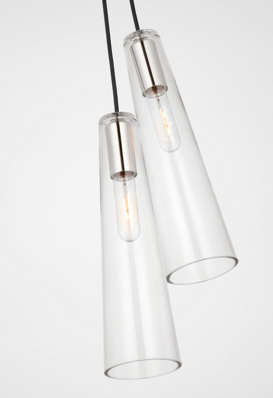 Osvaldo 4" Double Pendant | Polished Nickel | Clear Glass