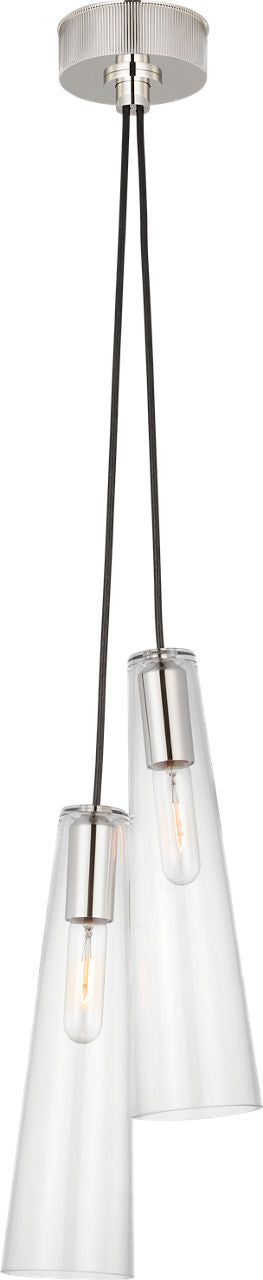 Osvaldo 4" Double Pendant | Polished Nickel | Clear Glass