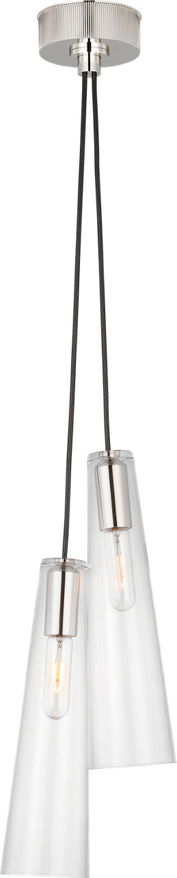 Osvaldo 4" Double Pendant | Polished Nickel | Clear Glass