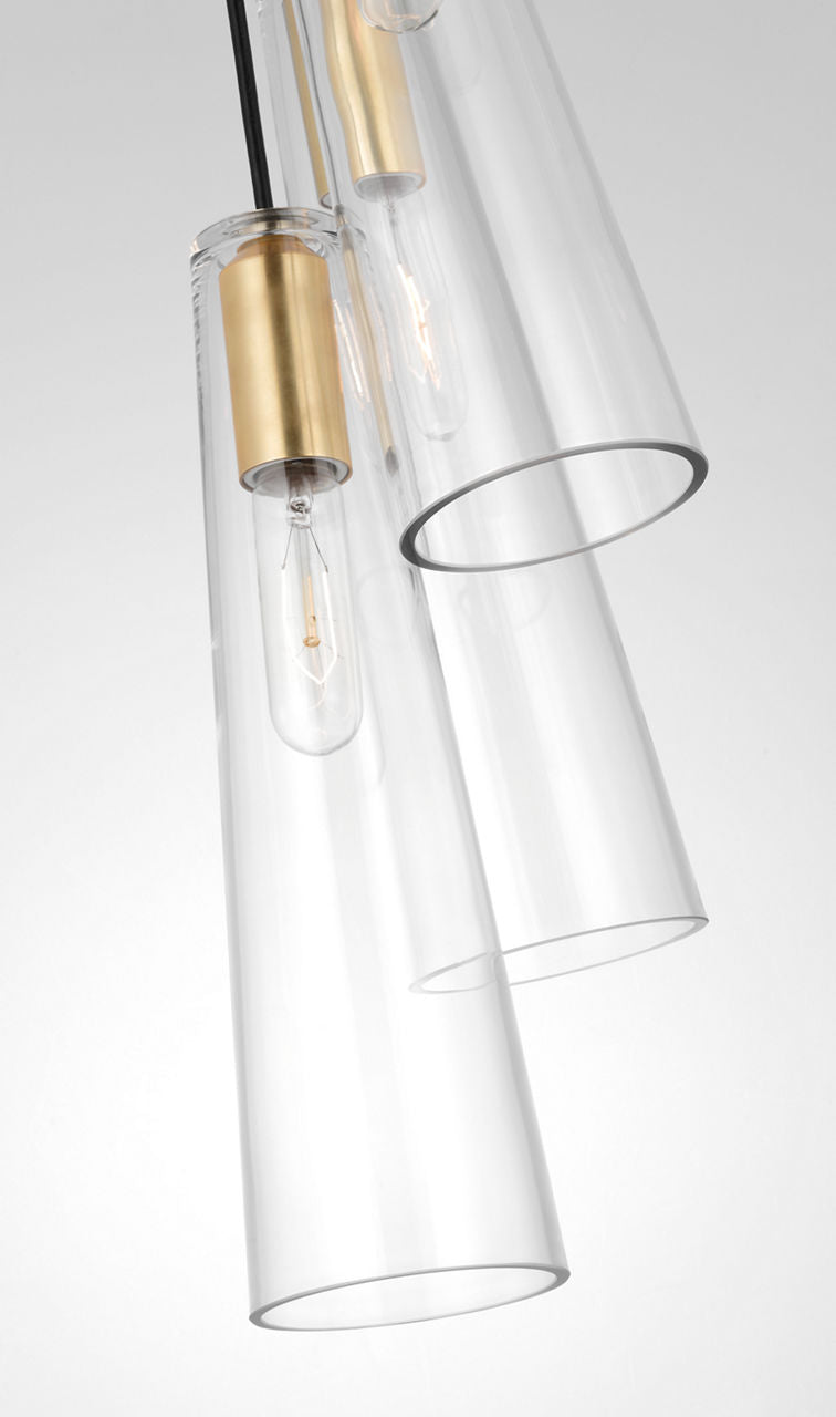 Osvaldo 4" Triple Pendant | Antique-Burnished Brass | Clear Glass