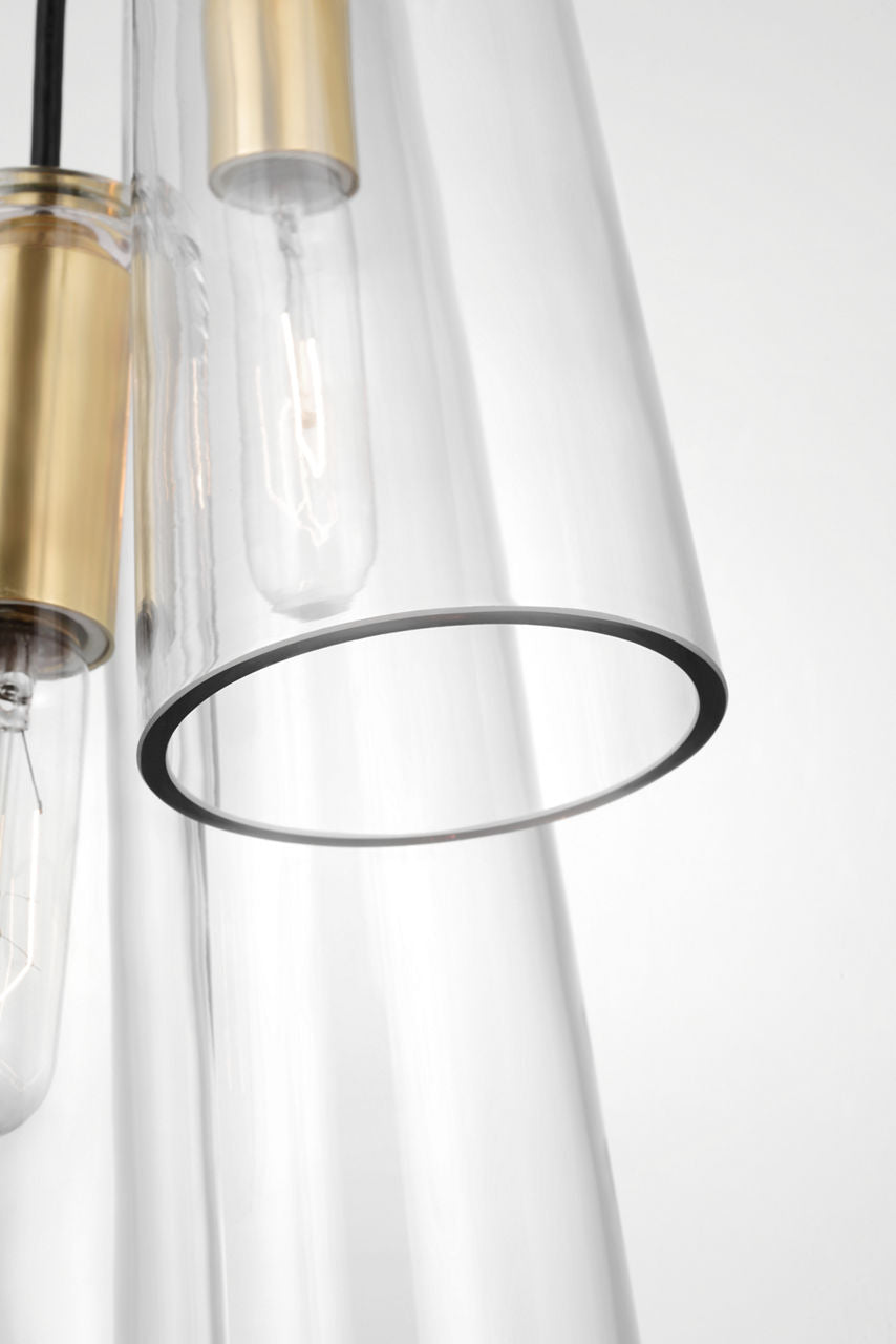 Osvaldo 4" Triple Pendant | Antique-Burnished Brass | Clear Glass