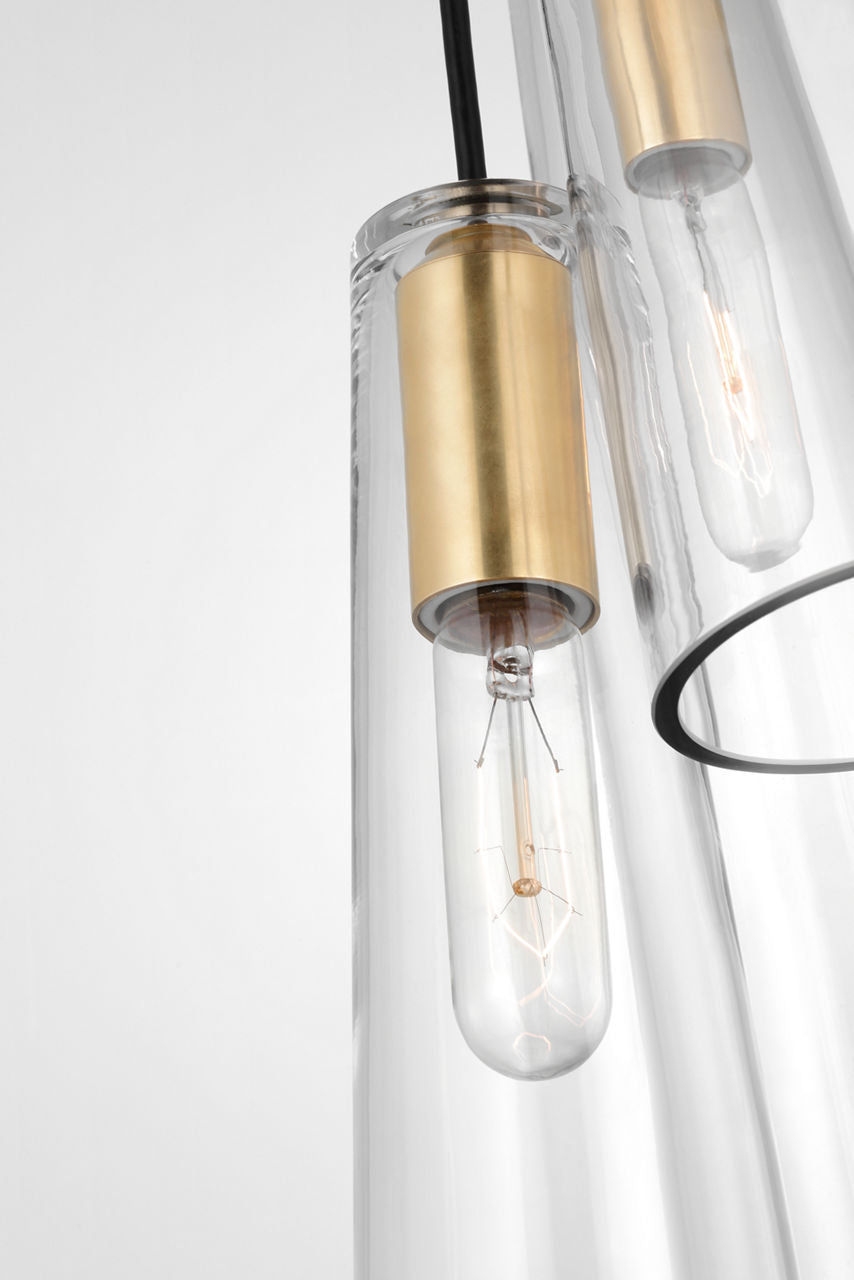 Osvaldo 4" Triple Pendant | Antique-Burnished Brass | Clear Glass