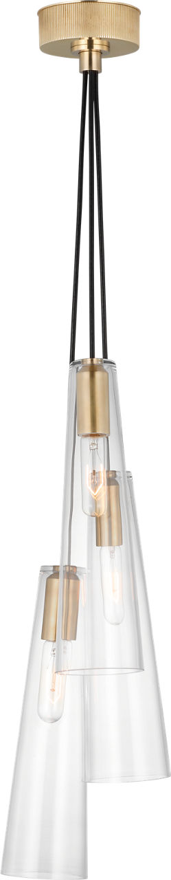 Osvaldo 4" Triple Pendant | Antique-Burnished Brass | Clear Glass