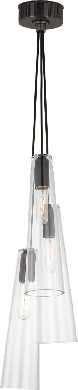 Osvaldo 4" Triple Pendant | Bronze | Clear Glass