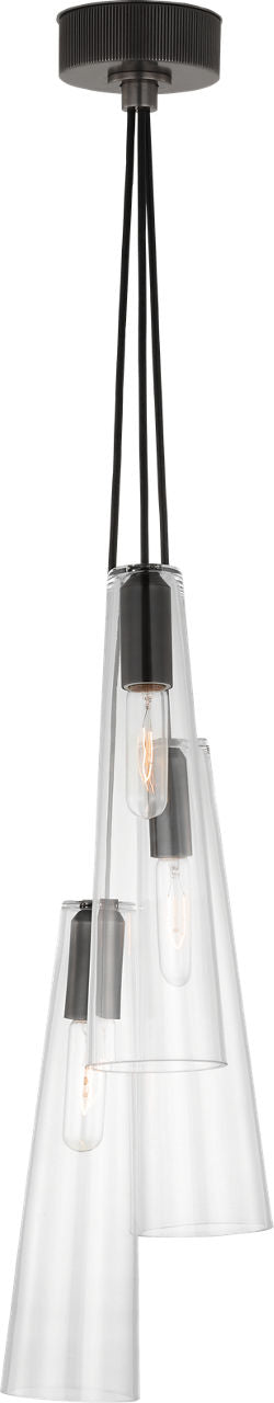 Osvaldo 4" Triple Pendant | Bronze | Clear Glass