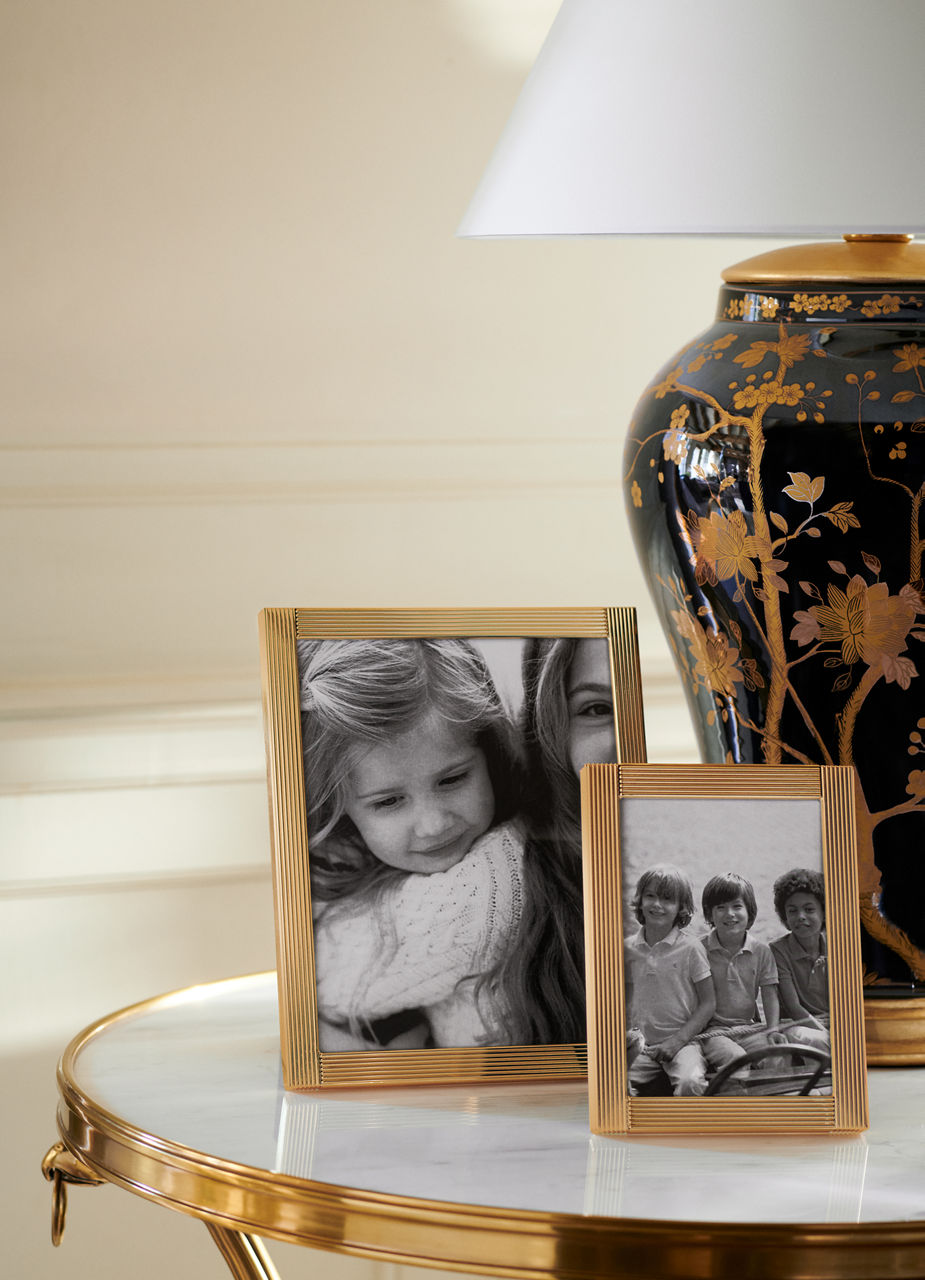Gable Table Lamp | Black and Gold Porcelain | Silk Shade