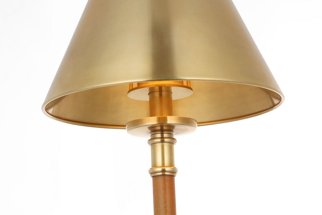 Dalfern 53" Cordless Reading Floor Lamp | Waxed Bamboo and Natural Brass | Natural Brass Shade