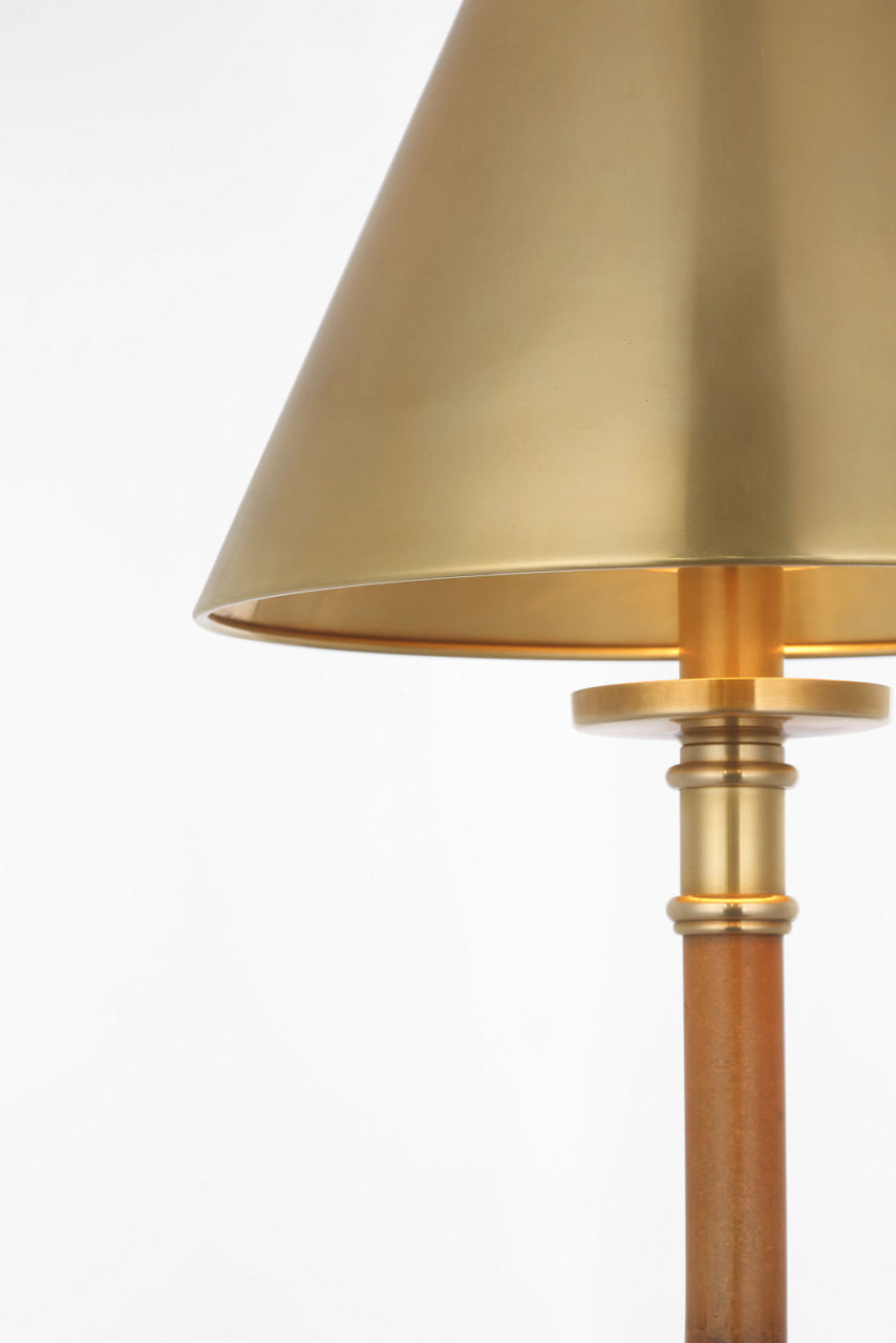 Dalfern 53" Cordless Reading Floor Lamp | Waxed Bamboo and Natural Brass | Natural Brass Shade