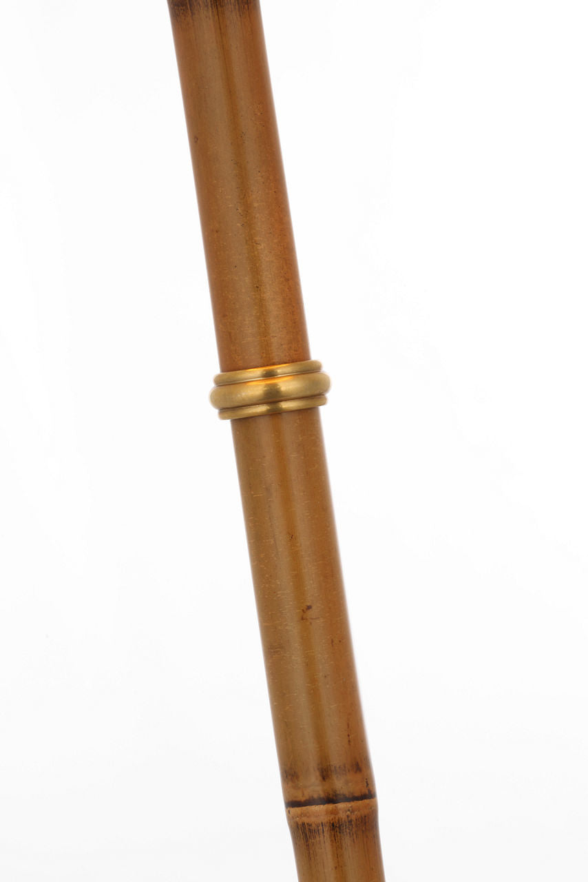 Dalfern 53" Cordless Reading Floor Lamp | Waxed Bamboo and Natural Brass | Natural Brass Shade