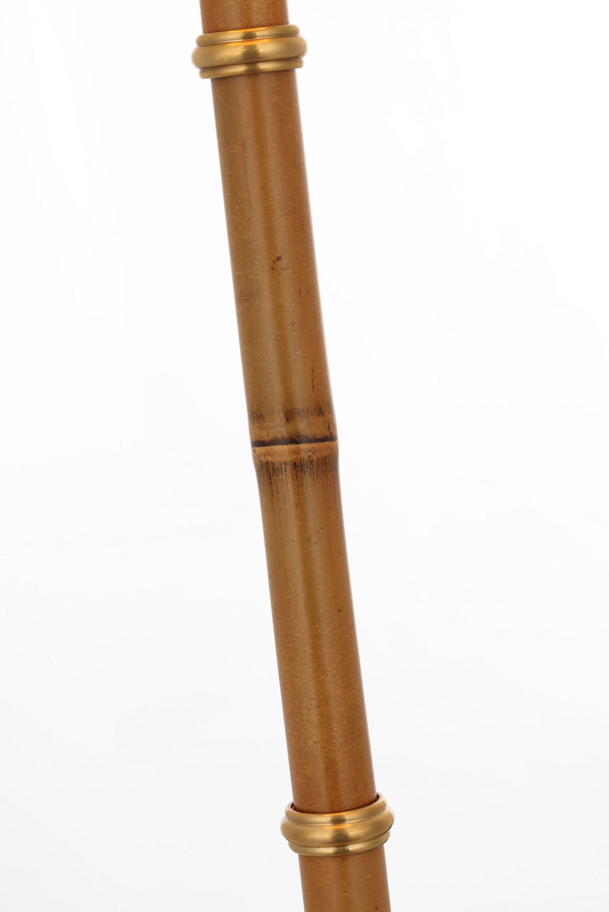 Dalfern 53" Cordless Reading Floor Lamp | Waxed Bamboo and Natural Brass | Natural Brass Shade