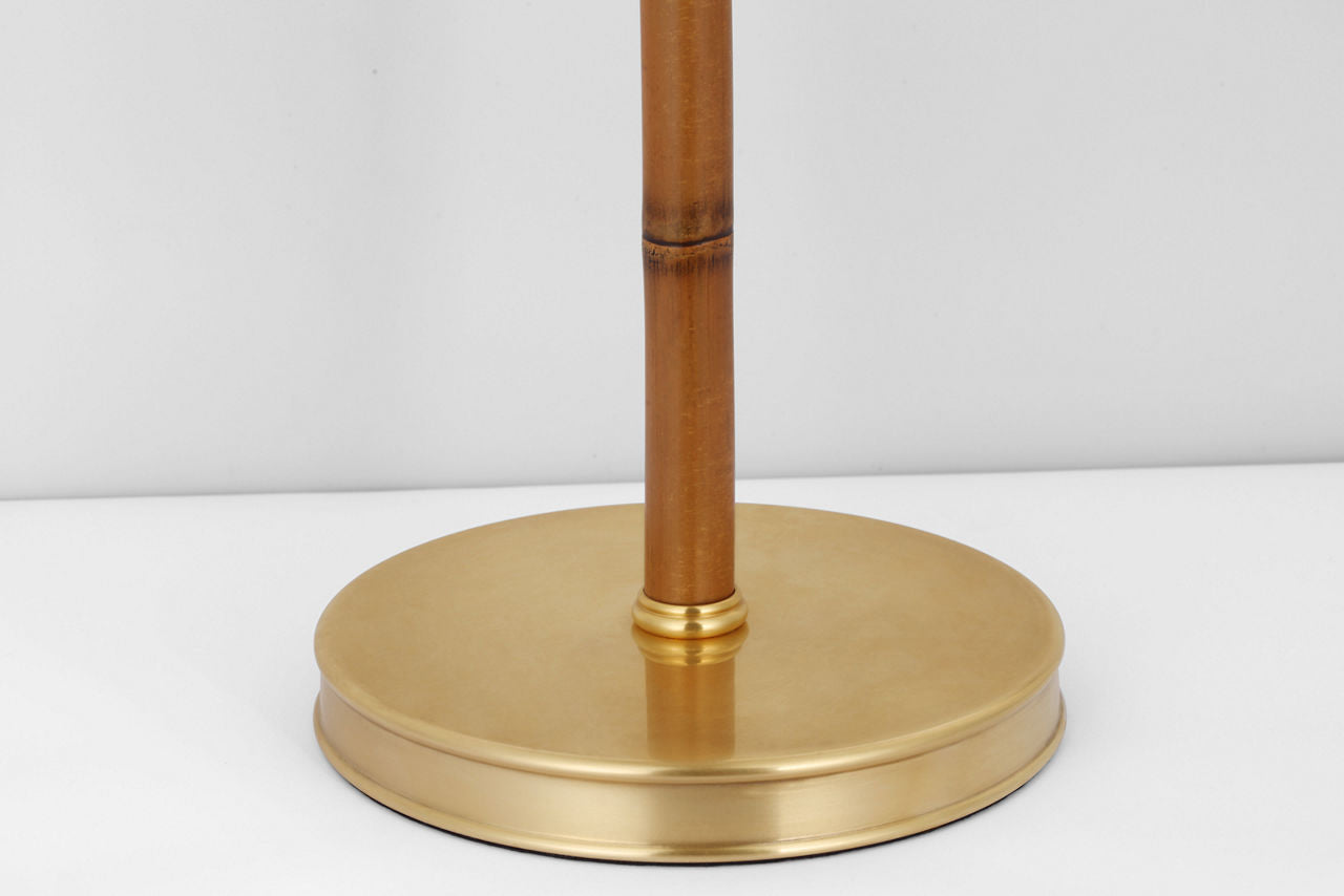 Dalfern 53" Cordless Reading Floor Lamp | Waxed Bamboo and Natural Brass | Natural Brass Shade
