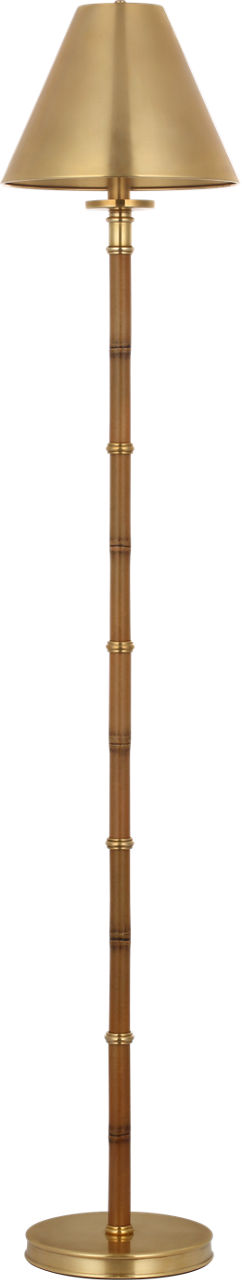 Dalfern 53" Cordless Reading Floor Lamp | Waxed Bamboo and Natural Brass | Natural Brass Shade