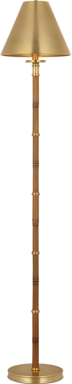 Dalfern 53" Cordless Reading Floor Lamp | Waxed Bamboo and Natural Brass | Natural Brass Shade