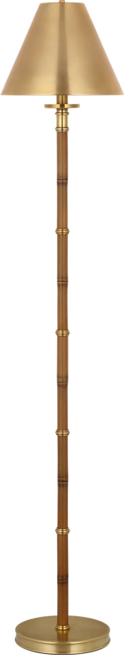 Dalfern 53" Cordless Reading Floor Lamp | Waxed Bamboo and Natural Brass | Natural Brass Shade