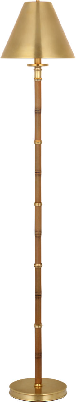 Dalfern 53" Cordless Reading Floor Lamp | Waxed Bamboo and Natural Brass | Natural Brass Shade