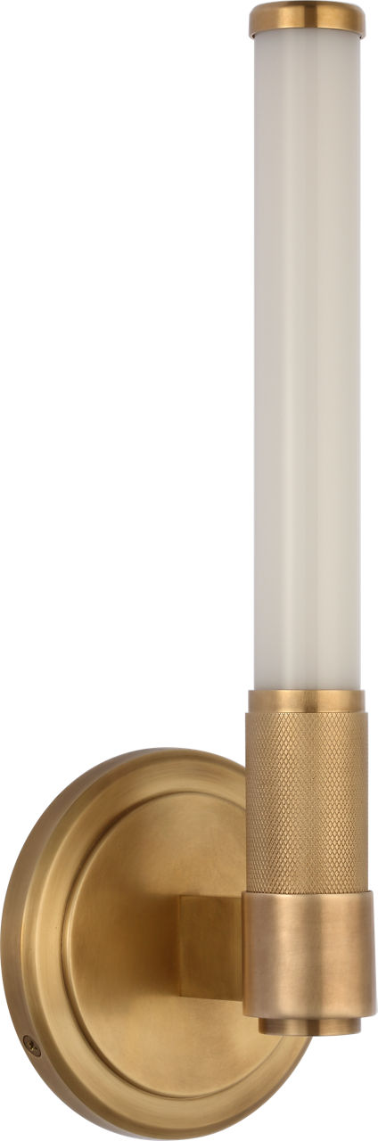 Barrett 13" Single Bath Light | Natural Brass | White Glass