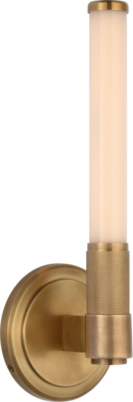 Barrett 13" Single Bath Light | Natural Brass | White Glass