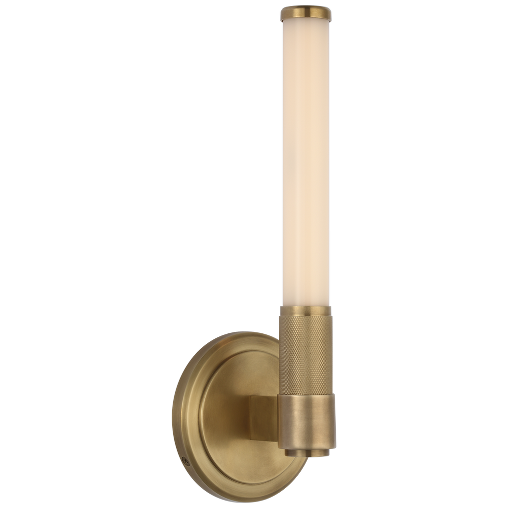 Barrett 13" Single Bath Light | Natural Brass | White Glass