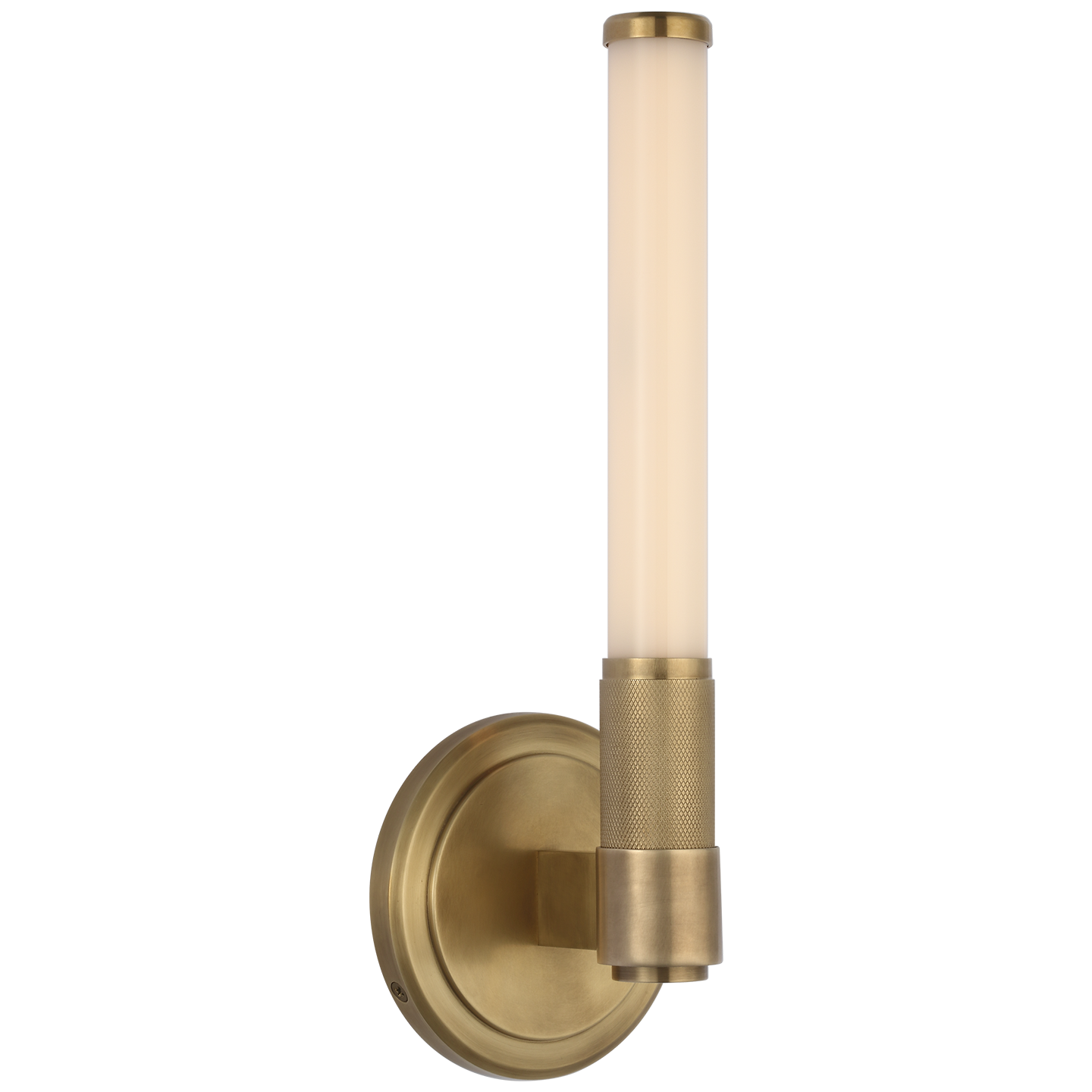 Barrett 13" Single Bath Light | Natural Brass | White Glass