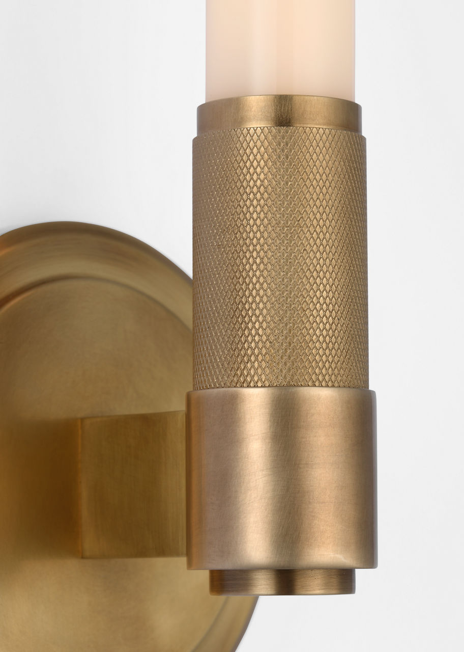 Barrett 13" Single Bath Light | Natural Brass | White Glass
